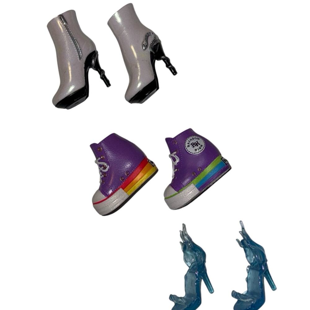 Rainbow High MGA Doll Shoes Bundle – Rare Boots Sneakers Heels (3 pairs)